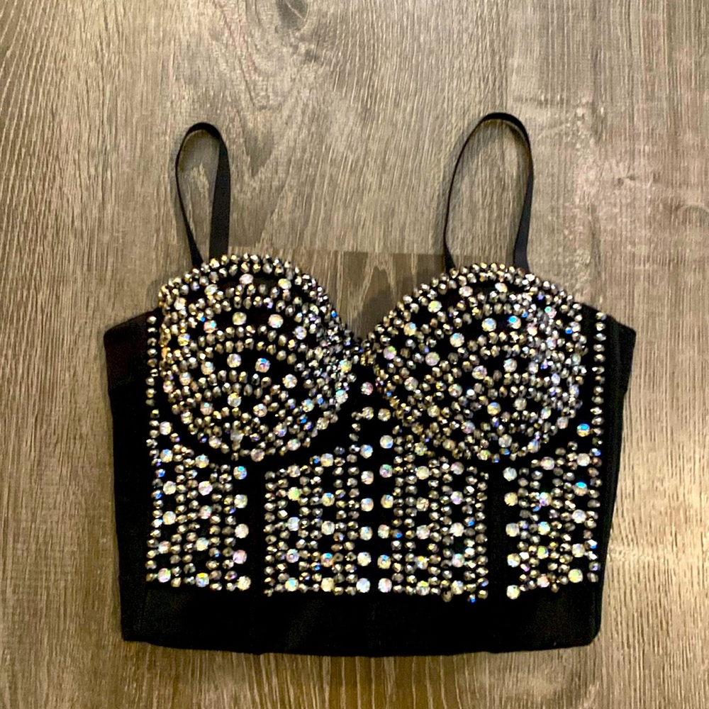 ‼️Rhinestone Bustier NWOT, multiple sizes, rhinestones are sewn on.